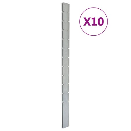 vidaXL Zaunpfosten 10 Stk. Silbern 280 cm Verzinkter Stahl