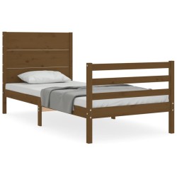 vidaXL Massivholzbett mit Kopfteil Honigbraun 90x200 cm