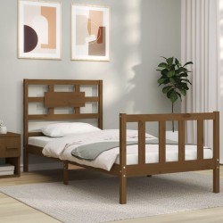 vidaXL Massivholzbett mit Kopfteil Honigbraun 100x200 cm