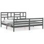 vidaXL Massivholzbett mit Kopfteil Grau 200x200 cm vidaXL Massivholzbett mit Kopfteil Grau 200x200 cm