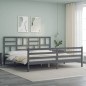vidaXL Massivholzbett mit Kopfteil Grau 200x200 cm vidaXL Massivholzbett mit Kopfteil Grau 200x200 cm
