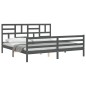 vidaXL Massivholzbett mit Kopfteil Grau 200x200 cm vidaXL Massivholzbett mit Kopfteil Grau 200x200 cm