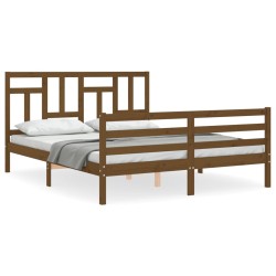 vidaXL Massivholzbett mit Kopfteil Honigbraun 160x200 cm