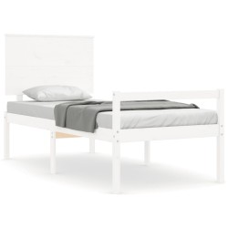 vidaXL Massivholzbett mit Kopfteil Weiß 90x200 cm