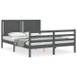 vidaXL Massivholzbett mit Kopfteil Grau 160x200 cm vidaXL Massivholzbett mit Kopfteil Grau 160x200 cm