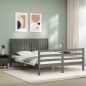 vidaXL Massivholzbett mit Kopfteil Grau 160x200 cm vidaXL Massivholzbett mit Kopfteil Grau 160x200 cm