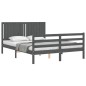 vidaXL Massivholzbett mit Kopfteil Grau 160x200 cm vidaXL Massivholzbett mit Kopfteil Grau 160x200 cm