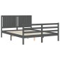 vidaXL Massivholzbett mit Kopfteil Grau 160x200 cm vidaXL Massivholzbett mit Kopfteil Grau 160x200 cm