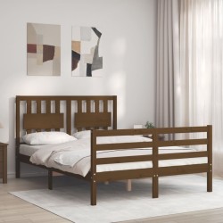 vidaXL Massivholzbett mit Kopfteil Honigbraun 140x200 cm