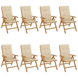 vidaXL Gartenstühle mit Auflagen 8 Stk. Massivholz Teak