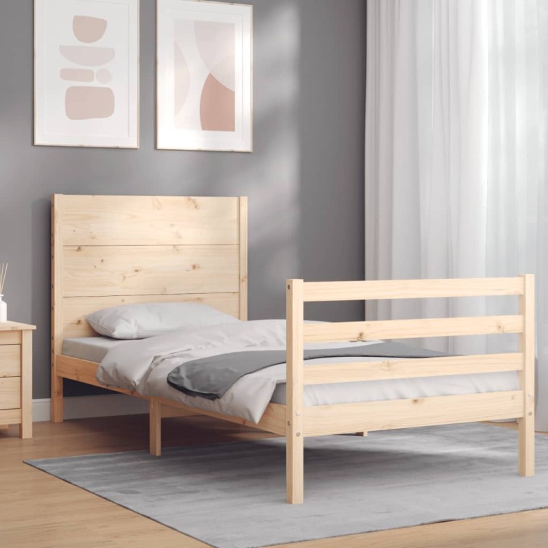 vidaXL Massivholzbett mit Kopfteil 90x200 cm vidaXL Massivholzbett mit Kopfteil 90x200 cm