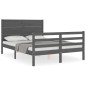 vidaXL Massivholzbett mit Kopfteil Grau 140x200 cm vidaXL Massivholzbett mit Kopfteil Grau 140x200 cm