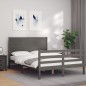 vidaXL Massivholzbett mit Kopfteil Grau 140x200 cm vidaXL Massivholzbett mit Kopfteil Grau 140x200 cm