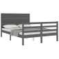 vidaXL Massivholzbett mit Kopfteil Grau 140x200 cm vidaXL Massivholzbett mit Kopfteil Grau 140x200 cm
