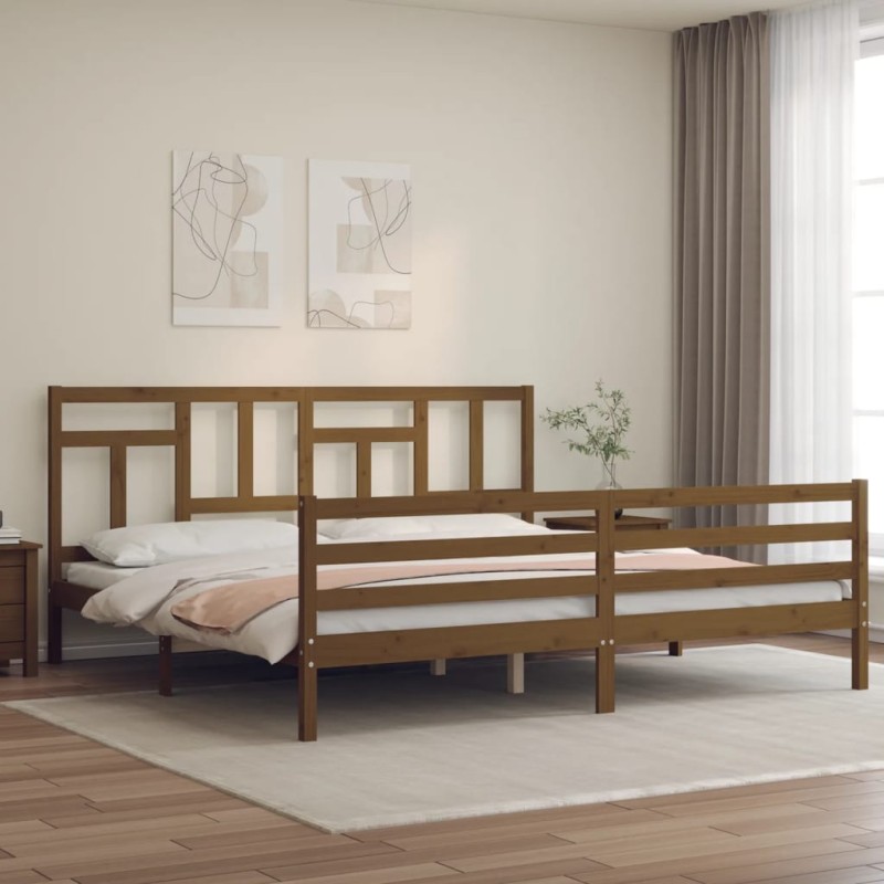 vidaXL Massivholzbett mit Kopfteil Honigbraun 200x200 cm vidaXL Massivholzbett mit Kopfteil Honigbraun 200x200 cm