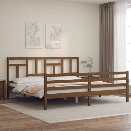 vidaXL Massivholzbett mit Kopfteil Honigbraun 200x200 cm