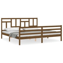 vidaXL Massivholzbett mit Kopfteil Honigbraun 200x200 cm