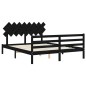 vidaXL Massivholzbett mit Kopfteil Schwarz 160x200 cm vidaXL Massivholzbett mit Kopfteil Schwarz 160x200 cm