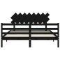 vidaXL Massivholzbett mit Kopfteil Schwarz 160x200 cm vidaXL Massivholzbett mit Kopfteil Schwarz 160x200 cm