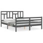 vidaXL Massivholzbett mit Kopfteil Grau 160x200 cm vidaXL Massivholzbett mit Kopfteil Grau 160x200 cm