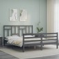 vidaXL Massivholzbett mit Kopfteil Grau 160x200 cm vidaXL Massivholzbett mit Kopfteil Grau 160x200 cm