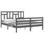 vidaXL Massivholzbett mit Kopfteil Grau 160x200 cm vidaXL Massivholzbett mit Kopfteil Grau 160x200 cm
