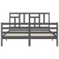 vidaXL Massivholzbett mit Kopfteil Grau 160x200 cm vidaXL Massivholzbett mit Kopfteil Grau 160x200 cm