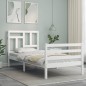 vidaXL Massivholzbett mit Kopfteil Weiß 90x200 cm vidaXL Massivholzbett mit Kopfteil Weiß 90x200 cm