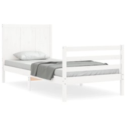 vidaXL Massivholzbett mit Kopfteil Weiß 90x200 cm