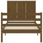 vidaXL Massivholzbett mit Kopfteil Honigbraun 90x200 cm vidaXL Massivholzbett mit Kopfteil Honigbraun 90x200 cm