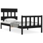 vidaXL Massivholzbett mit Kopfteil Schwarz 100x200 cm vidaXL Massivholzbett mit Kopfteil Schwarz 100x200 cm