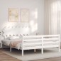vidaXL Massivholzbett mit Kopfteil Weiß 160x200 cm vidaXL Massivholzbett mit Kopfteil Weiß 160x200 cm