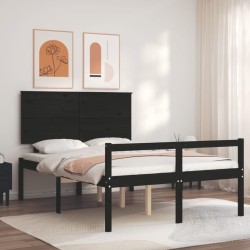 vidaXL Massivholzbett mit Kopfteil Schwarz