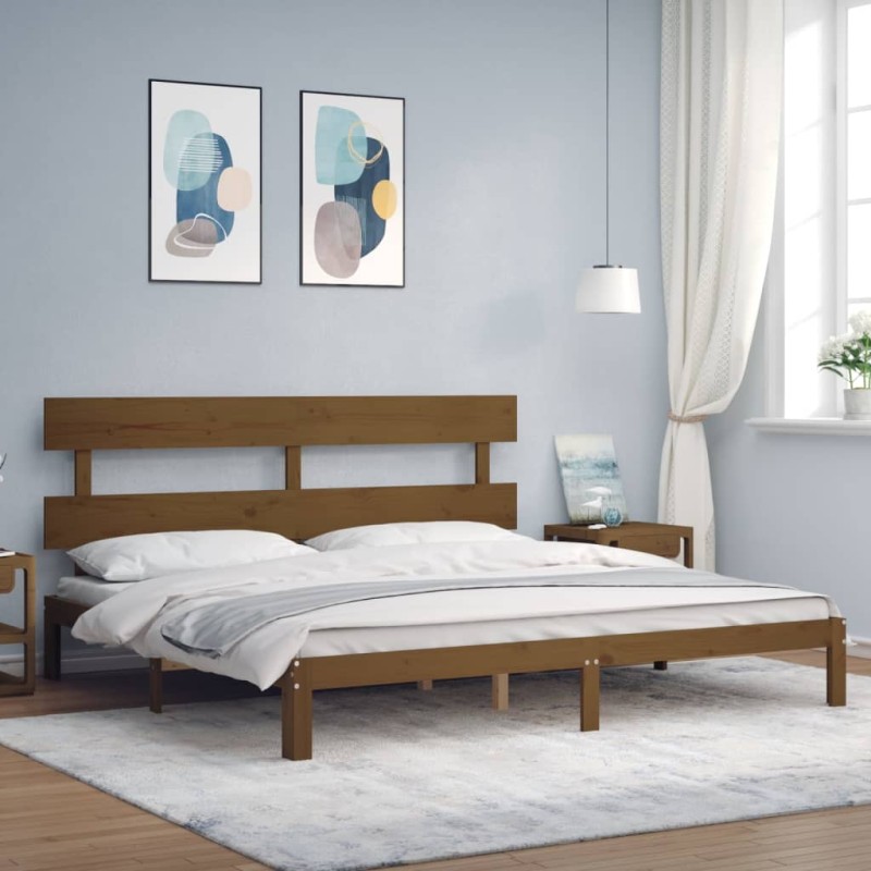 vidaXL Massivholzbett mit Kopfteil Honigbraun 200x200 cm vidaXL Massivholzbett mit Kopfteil Honigbraun 200x200 cm