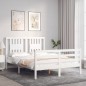 vidaXL Massivholzbett mit Kopfteil Weiß 140x200 cm vidaXL Massivholzbett mit Kopfteil Weiß 140x200 cm