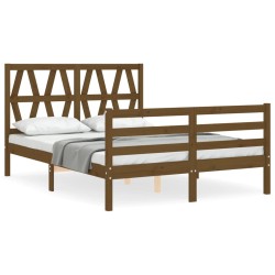 vidaXL Massivholzbett mit Kopfteil Honigbraun 120x200 cm