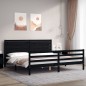 vidaXL Massivholzbett mit Kopfteil Schwarz 200x200 cm vidaXL Massivholzbett mit Kopfteil Schwarz 200x200 cm