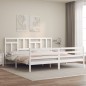 vidaXL Massivholzbett mit Kopfteil Weiß 200x200 cm vidaXL Massivholzbett mit Kopfteil Weiß 200x200 cm