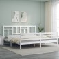 vidaXL Massivholzbett mit Kopfteil Weiß 200x200 cm vidaXL Massivholzbett mit Kopfteil Weiß 200x200 cm