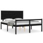 vidaXL Massivholzbett mit Kopfteil Schwarz 160x200 cm vidaXL Massivholzbett mit Kopfteil Schwarz 160x200 cm