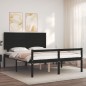 vidaXL Massivholzbett mit Kopfteil Schwarz 160x200 cm vidaXL Massivholzbett mit Kopfteil Schwarz 160x200 cm