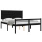 vidaXL Massivholzbett mit Kopfteil Schwarz 160x200 cm vidaXL Massivholzbett mit Kopfteil Schwarz 160x200 cm