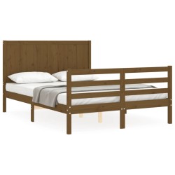 vidaXL Massivholzbett mit Kopfteil Honigbraun 140x200 cm