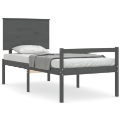 vidaXL Massivholzbett mit Kopfteil Grau 100x200 cm