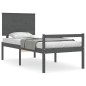 vidaXL Massivholzbett mit Kopfteil Grau 100x200 cm vidaXL Massivholzbett mit Kopfteil Grau 100x200 cm
