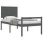 vidaXL Massivholzbett mit Kopfteil Grau 100x200 cm vidaXL Massivholzbett mit Kopfteil Grau 100x200 cm