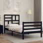 vidaXL Massivholzbett mit Kopfteil Schwarz 100x200 cm vidaXL Massivholzbett mit Kopfteil Schwarz 100x200 cm