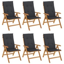 vidaXL Gartenstühle mit Kissen 6 Stk. Massivholz Teak