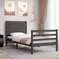 vidaXL Massivholzbett mit Kopfteil Grau 100x200 cm vidaXL Massivholzbett mit Kopfteil Grau 100x200 cm
