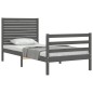 vidaXL Massivholzbett mit Kopfteil Grau 100x200 cm vidaXL Massivholzbett mit Kopfteil Grau 100x200 cm